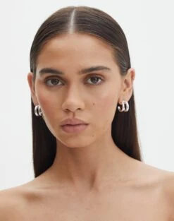 Lace Tie Front Split Top -Swoon Fashion dilara double hoop earring silver front je146573ear