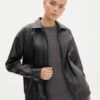 Faux Leather Drop Shoulder Oversized Jacket