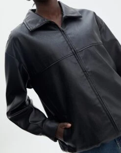 Oversized Bomber Jacket -Swoon Fashion elvis oversized pu jacket black imageback jw124230pu