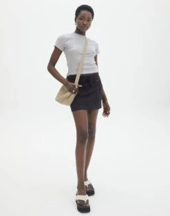 Faux Leather Low Rise Zip Mini Skirt -Swoon Fashion emma cargo mini skirt black front ss123451cot 3