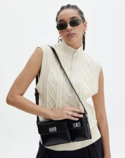 Oversized Quarter Zip Knit Jumper -Swoon Fashion fay cable quater zip bad to the bone front kv123914cot