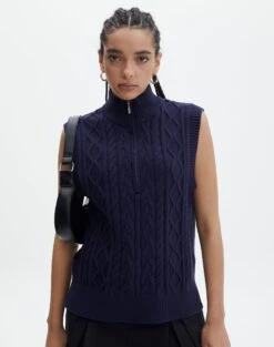 Knit Crew Neck Jumper -Swoon Fashion fay cable quater zip friday night front kv123914cot 2