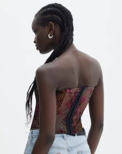 Strapless Fishnet Corset Top -Swoon Fashion freya fishnet corset fuschia clash back tv104708fcc