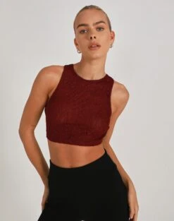 Long Sleeve Cut Out Ribbed Top -Swoon Fashion frida curve hem crop red chocolate front tv70467lac 2