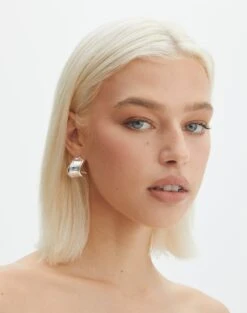 Mid Rise Baggy Cargo Jean -Swoon Fashion gemini plated half hoop silver front je144618ear 4