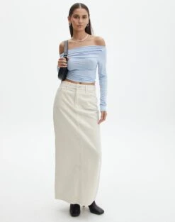 Ruched Off The Shoulder Top -Swoon Fashion genie ruche off the shoulder top icecap full tl124186vis