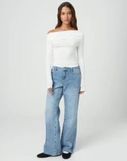 Ruched Off The Shoulder Top -Swoon Fashion genie ruched off the shoulder top milk full tl124186vis