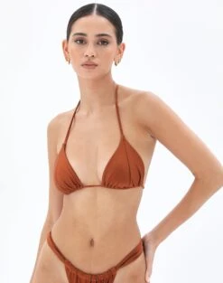 Shimmer Ruched Triangle Bikini Top