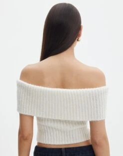 Foldover Off Shoulder Cropped Knit 24 Foldover Off Shoulder Cropped Knit -Swoon Fashion harper off shoulder fluffy knit milk back kv106717knt