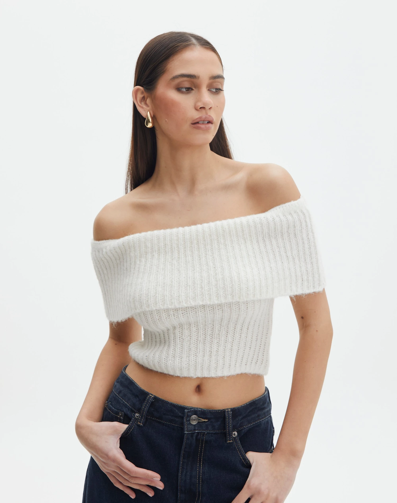 Foldover Off Shoulder Cropped Knit 3 Foldover Off Shoulder Cropped Knit