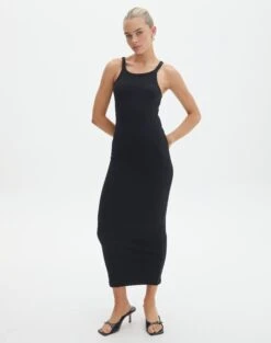 Cotton High Neck Maxi Dress -Swoon Fashion harriet high neck black full dl120072cot