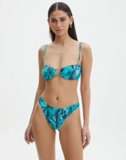 Printed Strappy Ruched Bikini Bottom -Swoon Fashion harvey hardwear bandaue mystic butterflies full ga128328rmsb 1