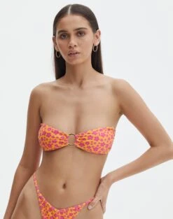 Printed Ruched Balconette Bikini Top -Swoon Fashion harvey hardwear bandeau vitamin daisy front ga128328rvtd 5