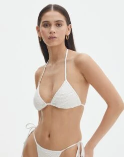 Crochet Triangle Bikini Top -Swoon Fashion hayden halter tri bikini top seashell detail ga66466cro
