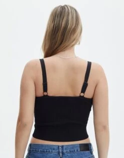 Adjustable Strap Knit Crop Tank 22 Adjustable Strap Knit Crop Tank -Swoon Fashion holly hardware knit tank black back kv107020knt