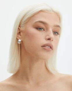 Knit Off The Shoulder Crop Top -Swoon Fashion homer plated half hoop silver front je144634ear 9