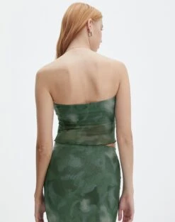 Print Mesh Strapless Top -Swoon Fashion howdy half mesh strapless cypress haze back tv55201rprt