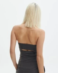 Tailored Strapless Corset Top -Swoon Fashion iver tailored corset charcoal back bv127594pln