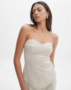 Tailored Strapless Corset Top -Swoon Fashion iver tailored corset oh natural front bv127594pln