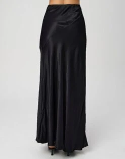 Satin Maxi Skirt -Swoon Fashion ivy panelled satin maxi skirt black back sl116240vis