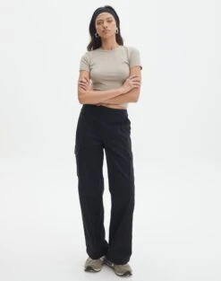 Long Sleeve Ribbed Knit Top -Swoon Fashion izzu cargo pant black front pw91778cot 1