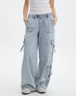 Mid Rise Baggy Cargo Jean -Swoon Fashion jasper cargo jean bryce light wash full jd90676dnm