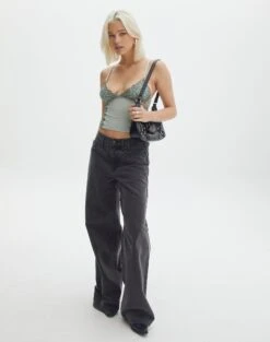 Lace Detail Cropped Cami -Swoon Fashion jeronimo lace tank lost pearlblack full tv111894lac