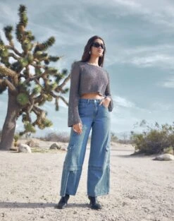 Cargo Low Rise Wide Leg Jean