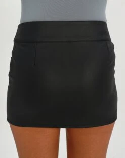 Faux Leather Low Rise Zip Mini Skirt -Swoon Fashion kiana low rise pu moto skirt black back ss55085aus