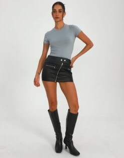 Faux Leather Low Rise Zip Mini Skirt