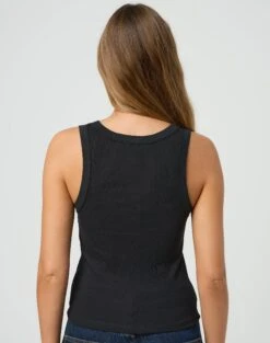 Ribbed Thick Strap Tank -Swoon Fashion kleo thick bind tank black back tv120861orib