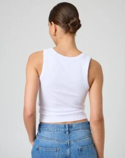 Ribbed Thick Strap Tank -Swoon Fashion kleo thick bind tank white back tv120861orib