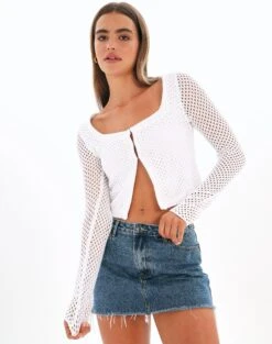 Ribbed Turtleneck Top -Swoon Fashion kory knit keyhole top white front kc80507cro 6
