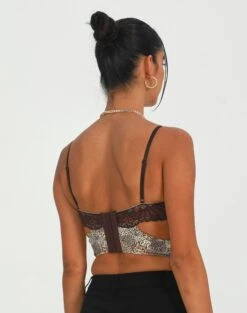 Cut Out Animal Lace Trim Corset -Swoon Fashion kurbie corset jungle leo back ut91413jnl