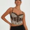 Cut Out Animal Lace Trim Corset -Swoon Fashion kurbie corset jungle leo front ut91413jnl