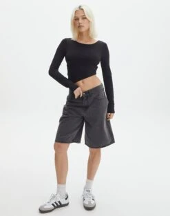 Open Strappy Back Long Sleeve Top -Swoon Fashion lana strap open back top black full tl142894des