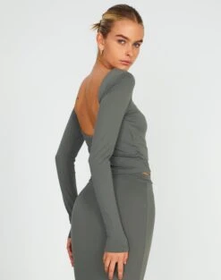Supersoft Backless Long Sleeve Top -Swoon Fashion layley longsleeve cypress front tl102955pch 1