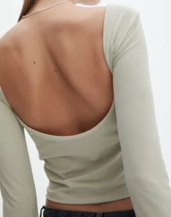 Supersoft Backless Long Sleeve Top -Swoon Fashion layley longsleeve sea mist imageback tl102955pch