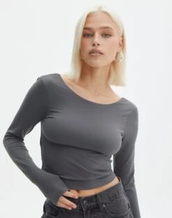 Supersoft Backless Long Sleeve Top -Swoon Fashion layley longsleeve shadow dancer back tl102955pch