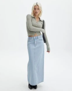 Collared Button Up V Neck Long Sleeve Knit -Swoon Fashion lenny collared button up sea mist full kc123969vp