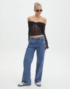 Off Shoulder Lace Long Sleeve Top 23 Off Shoulder Lace Long Sleeve Top -Swoon Fashion lexi longsleeve lace top black full tl116985lac