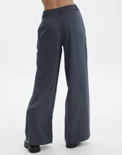 Mid Rise Striped Relaxed Leg Pant -Swoon Fashion lorence pinstripe pant grey pinstripe back pw69506stp