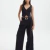 Mid Rise Wide Leg Pant -Swoon Fashion loretta wide leg pant black front pw51730pln