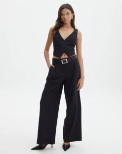 Mid Rise Wide Leg Pant