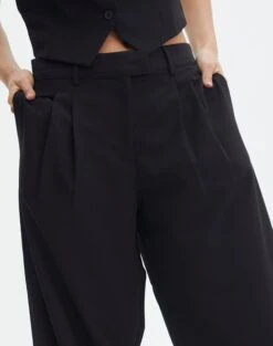Mid Rise Wide Leg Pant -Swoon Fashion loretta wide leg pant black imageback pw51730pln