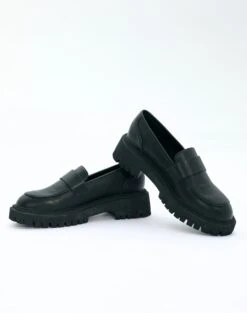 Ribbed Turtleneck Top -Swoon Fashion loulou loafer shoe black front sh88811pu