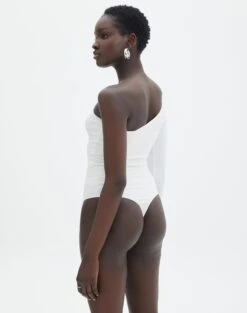 Supersoft One Shoulder Long Sleeve Cut Out Bodysuit -Swoon Fashion lua asymmetric cut out bodysuit milk back tb116518pch