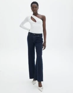 Supersoft One Shoulder Long Sleeve Cut Out Bodysuit -Swoon Fashion lua asymmetric cut out bodysuit milk full tb116518pch