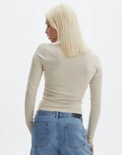 V Neck Long Sleeve Top -Swoon Fashion lulu longsleeve what the shell back tl93240orib