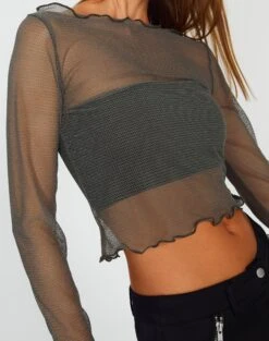 Lettuce Hem Mesh Top -Swoon Fashion maisie longsleeve mesh top cypress imageback tl114400msh